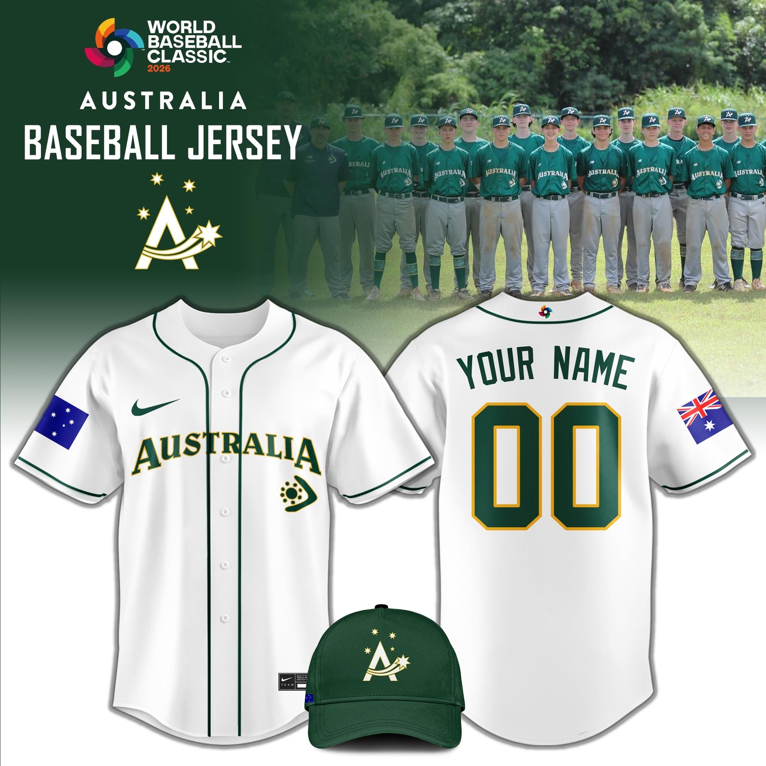 Australia Baseball 2026 World Baseball Classic Jersey Limited Edition White Australia Baseball 2026 World Baseball Classic Jersey Limited Edition White