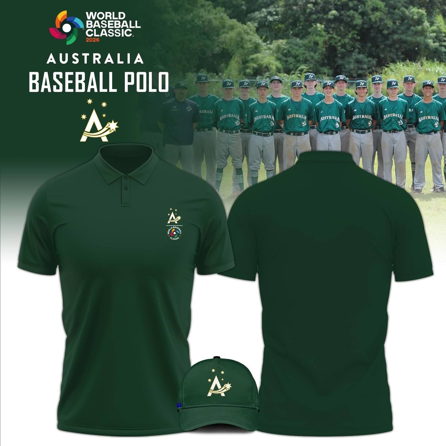 Australia Baseball 2026 World Baseball Classic Polo Editions Limited Australia Baseball 2026 World Baseball Classic Polo Editions Limited