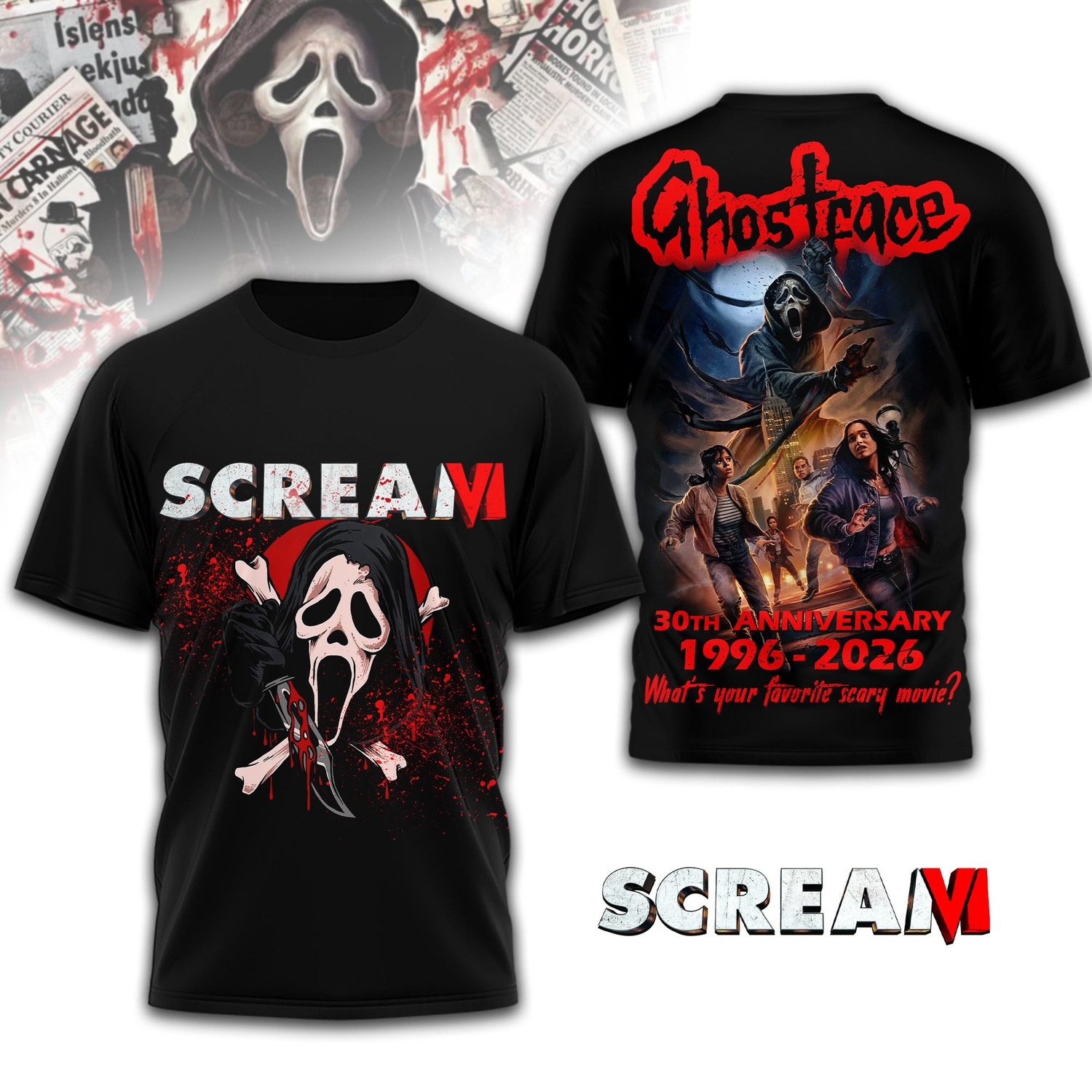 Ghostface Kill Tour 30th Anniversary Scream Horror Movie T-Shirt 2026 Ghostface Kill Tour 30th Anniversary Scream Horror Movie T-Shirt 2026