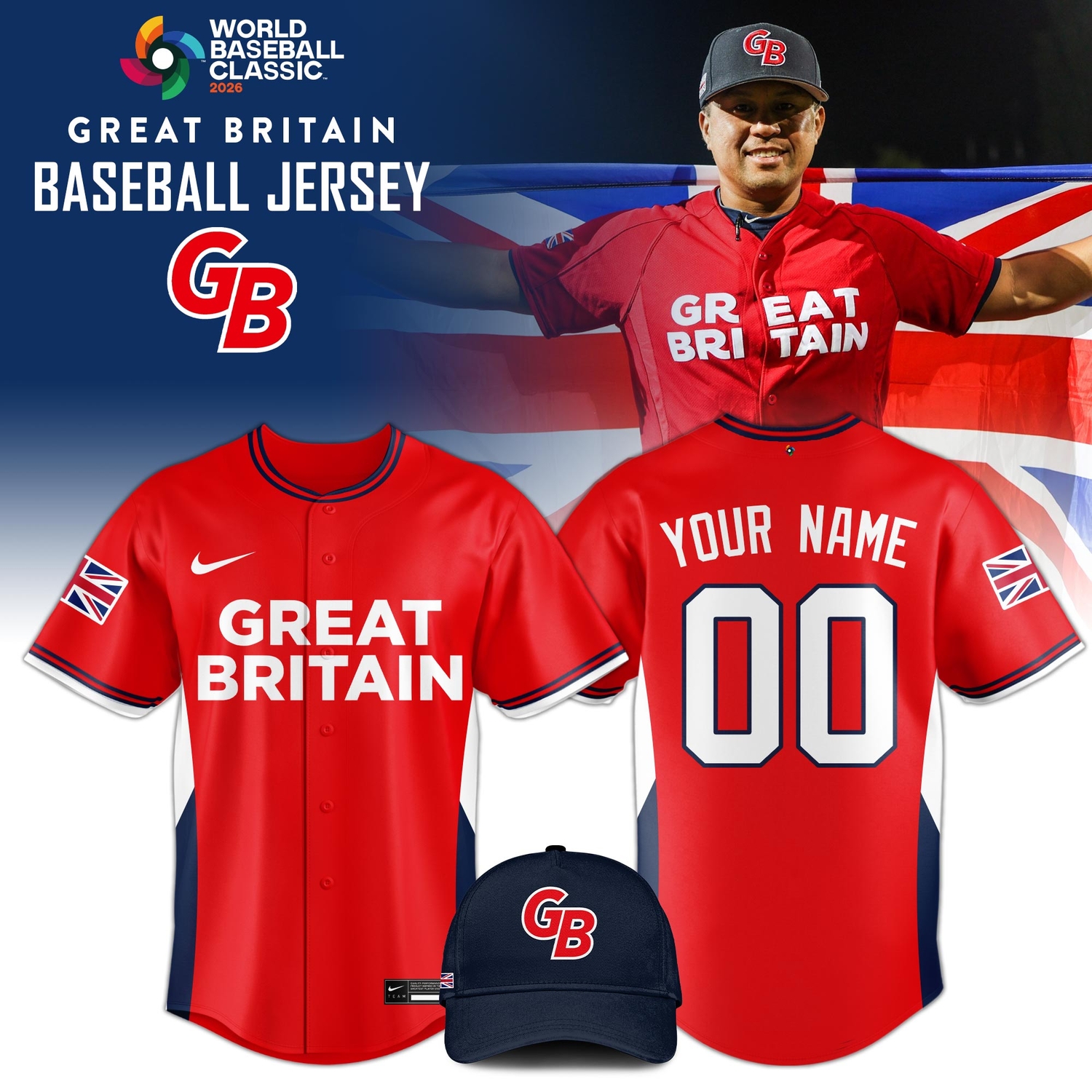Great Britain Baseball 2026 World Baseball Classic Jersey Limited Edition Red Great Britain Baseball 2026 World Baseball Classic Jersey Limited Edition Red