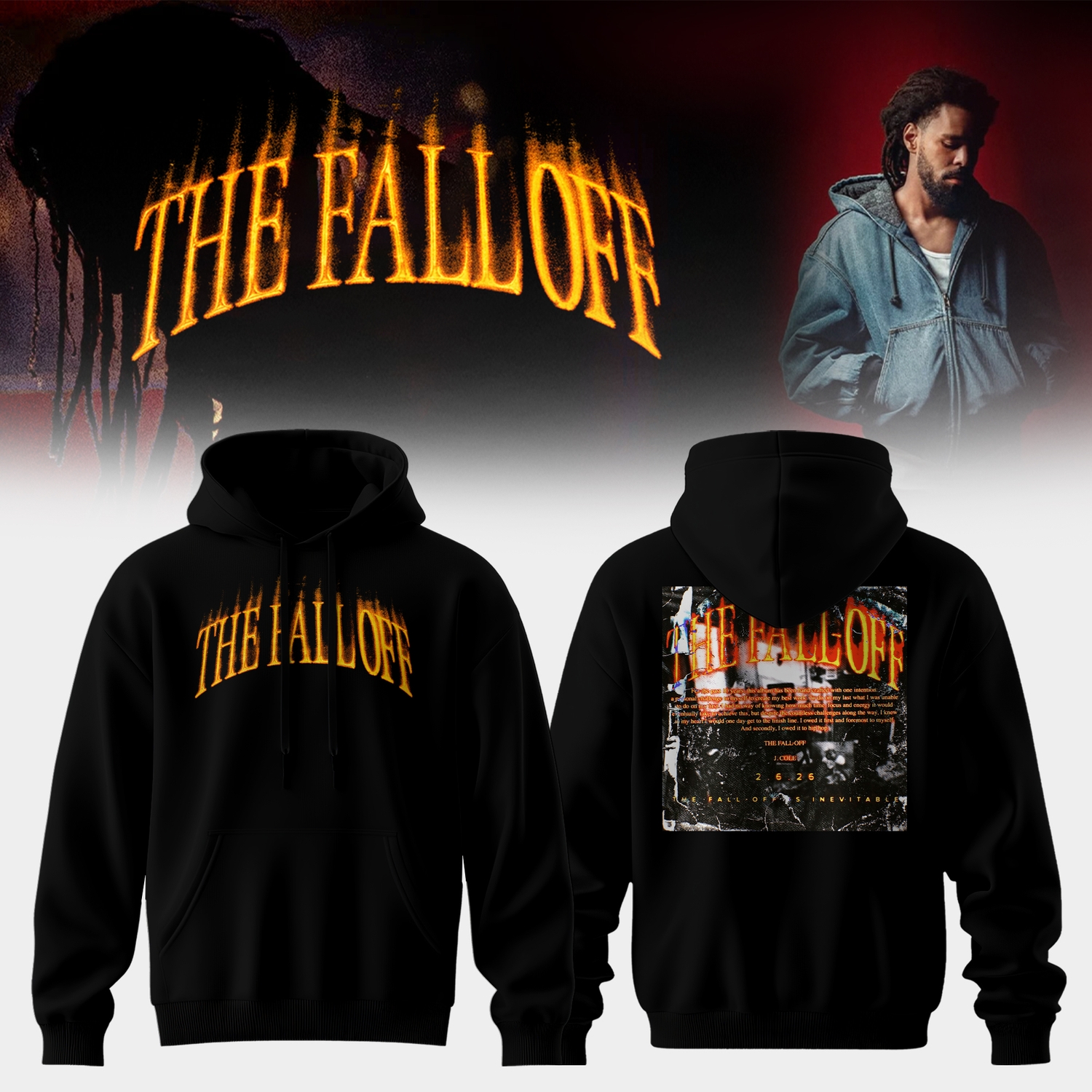 J.Cole “The Fall Off” 2026 World Tour Commemorative Hoodie J.Cole “The Fall Off” 2026 World Tour Commemorative Hoodie