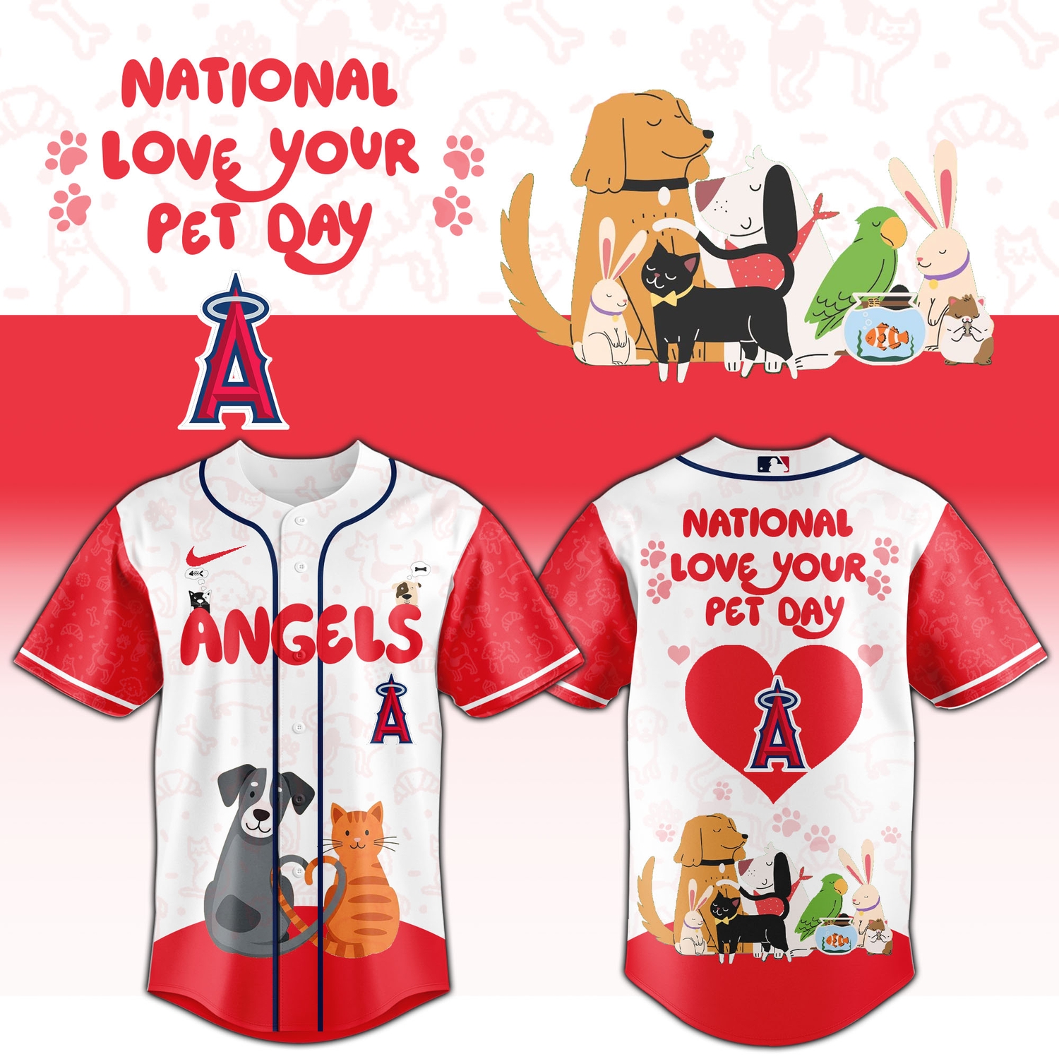 Los Angeles Angels National Love Your Pet Day 2026 Limited Release Baseball Jersey Los Angeles Angels National Love Your Pet Day 2026 Limited Release Baseball Jersey