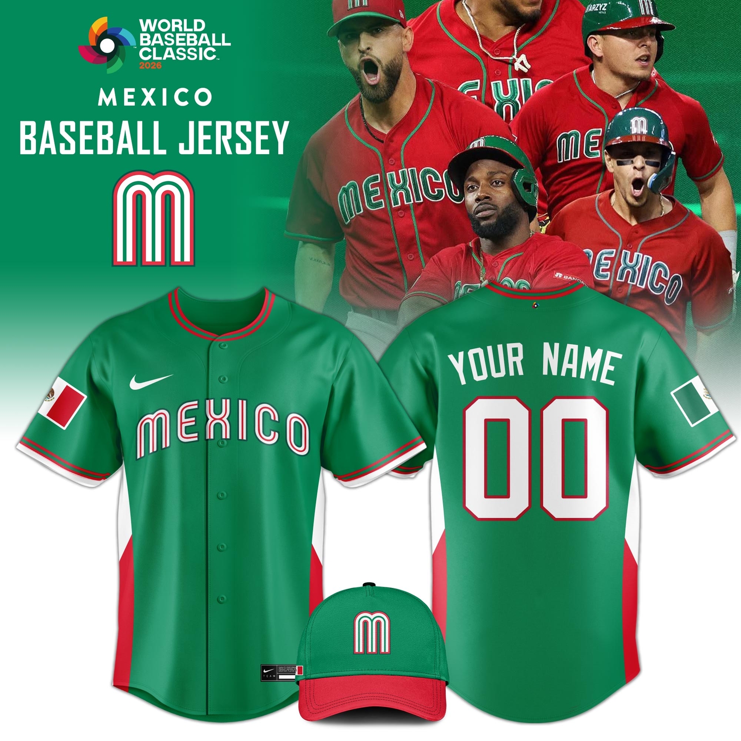 Mexico Baseball 2026 World Baseball Classic Jersey Limited Edition Green Mexico Baseball 2026 World Baseball Classic Jersey Limited Edition Green