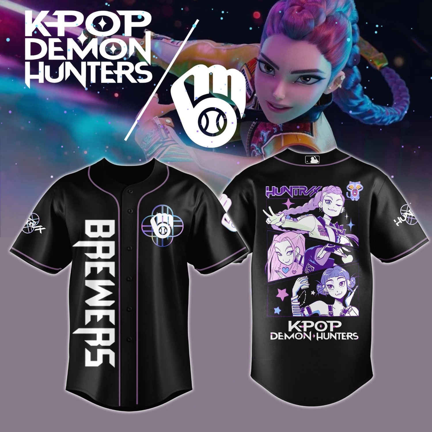 Milwaukee Brewers KPop Demon Hunters 2026 MLB Special Jersey Milwaukee Brewers KPop Demon Hunters 2026 MLB Special Jersey