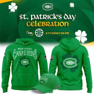 Montreal Canadiens St Patricks Day Shamrock Graphic Hoodie by Drovenwear.com