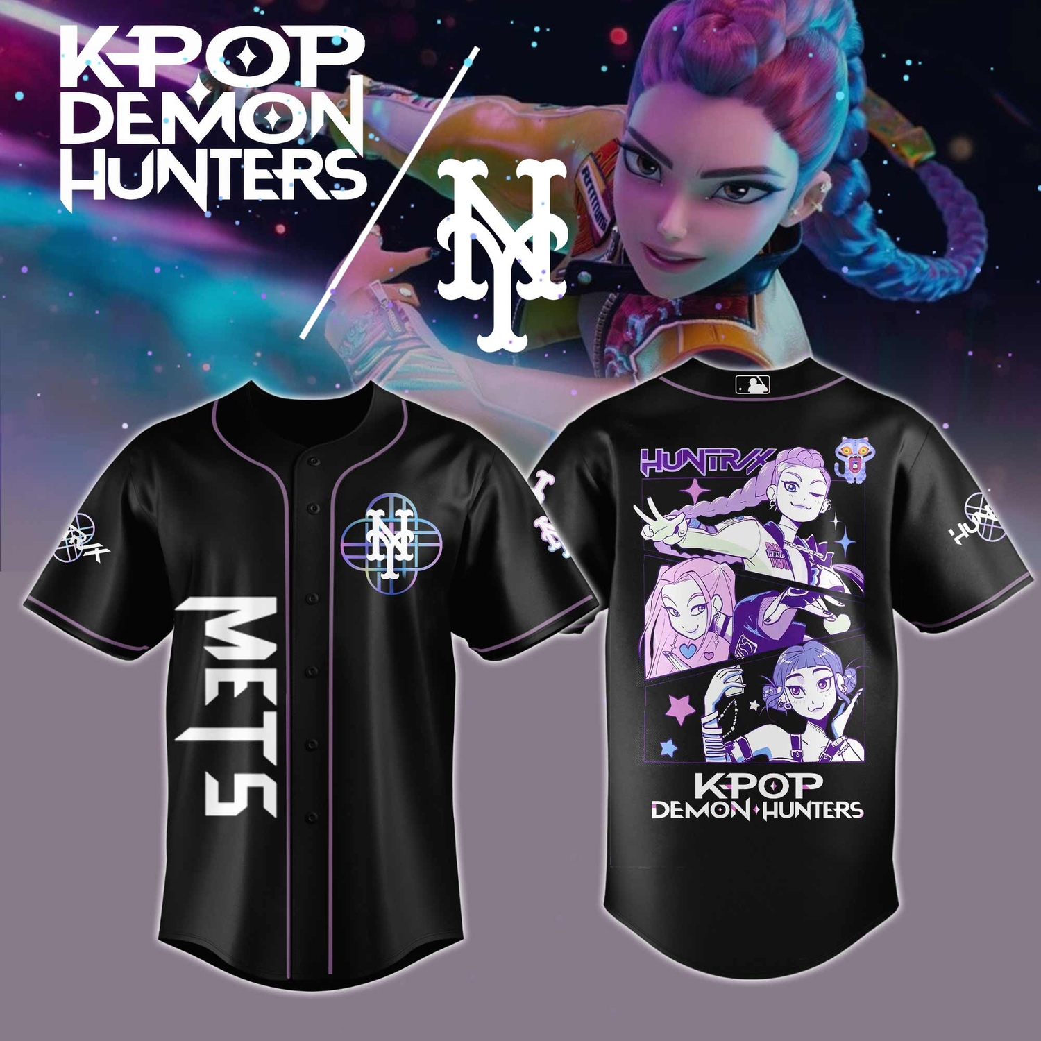 New York Mets MLB KPop Demon Hunters 2026 Special Jersey New York Mets MLB KPop Demon Hunters 2026 Special Jersey