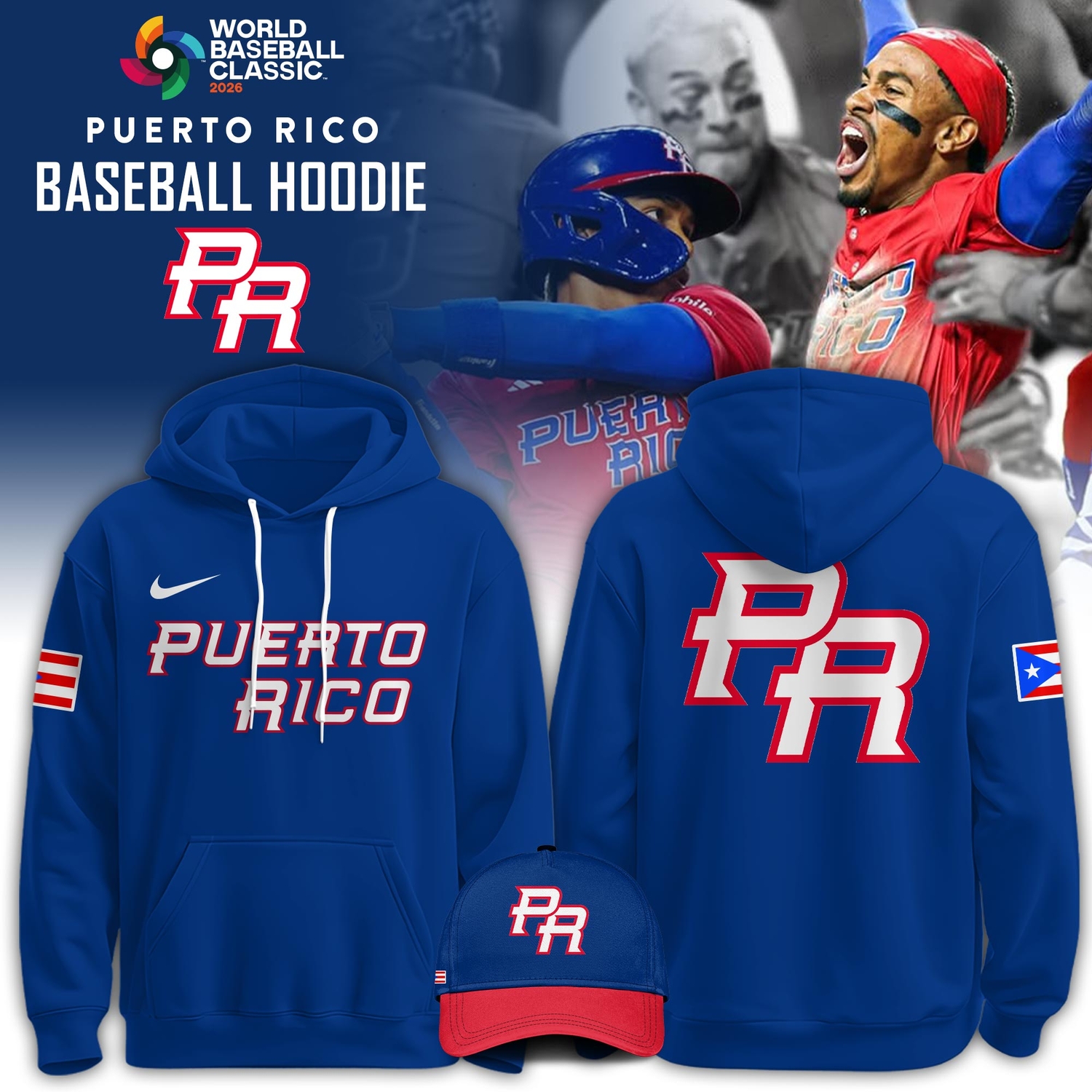 Puerto Rico Baseball 2026 World Baseball Classic 2DHoodie Limited Edition Navy Blue Puerto Rico Baseball 2026 World Baseball Classic 2DHoodie Limited Edition Navy Blue