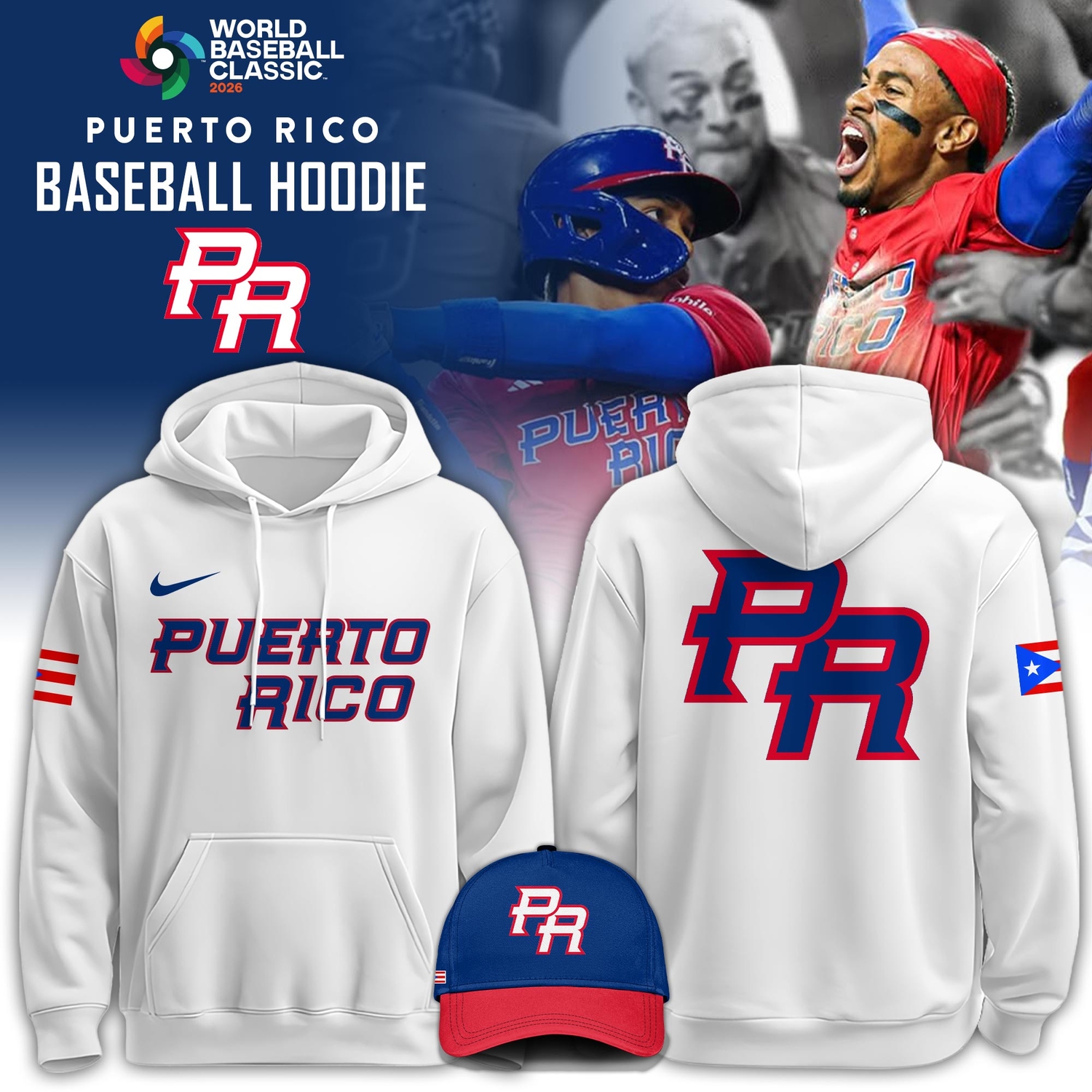 Puerto Rico Baseball 2026 World Baseball Classic 2DHoodie Limited Edition White Puerto Rico Baseball 2026 World Baseball Classic 2DHoodie Limited Edition White