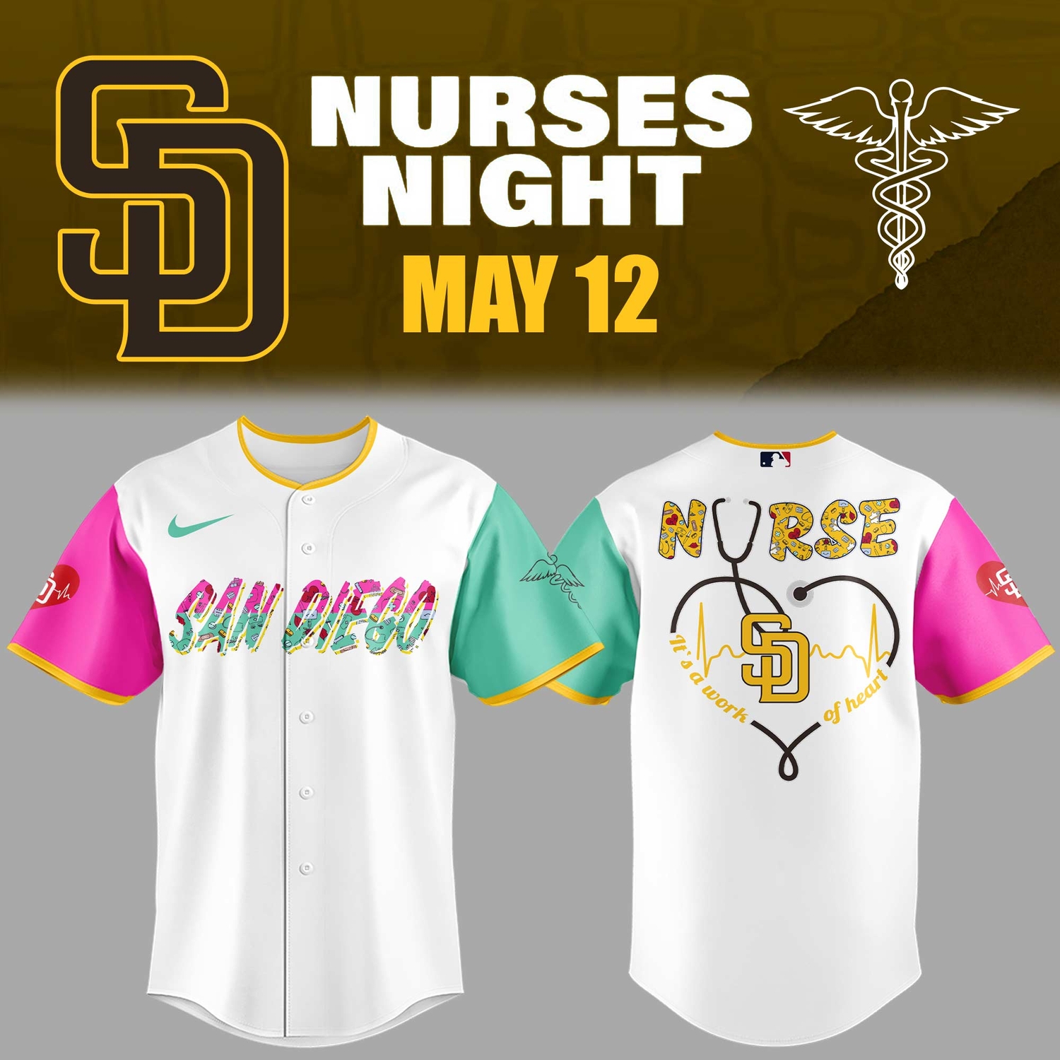 San Diego Padres 2026 Nurses Tribute MLB Special Jersey San Diego Padres 2026 Nurses Tribute MLB Special Jersey