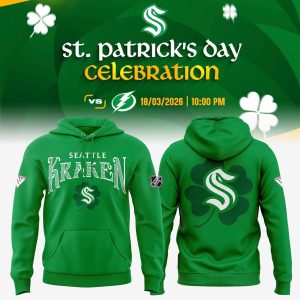 Seattle Kraken St Patricks Day Shamrock Graphic Hoodie by Drovenwear.com