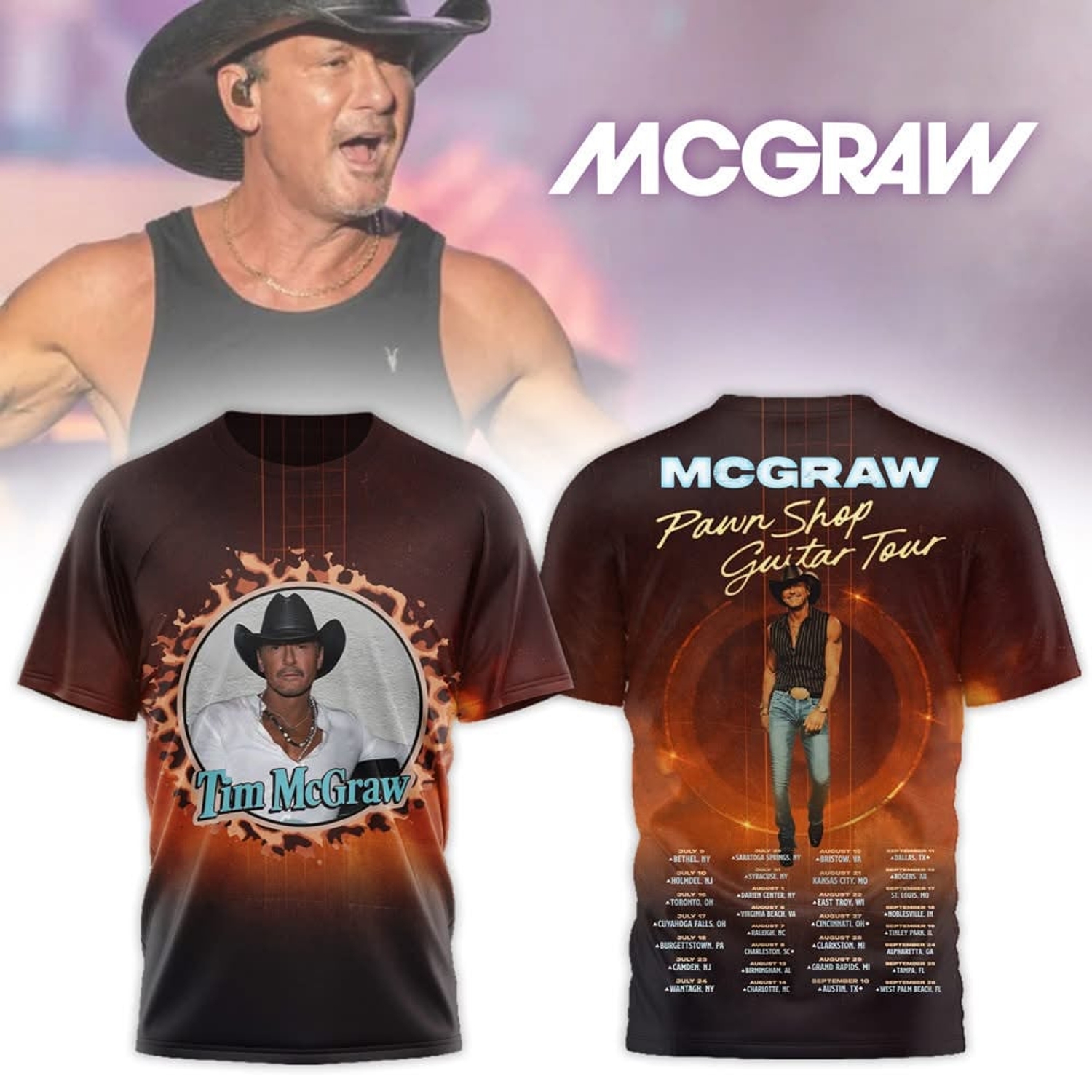 Tim McGraw "Pawn Shop Guitar Tour" 3D Shirts 2026 Tim McGraw "Pawn Shop Guitar Tour" 3D Shirts 2026