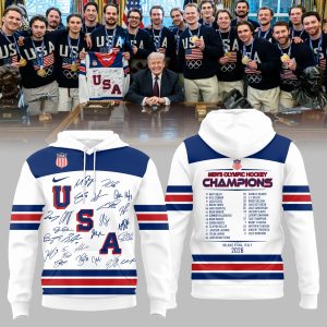 USA Mens Ice Hockey 2026 Gold Medal Champions Hoodie by Drovenwear.com