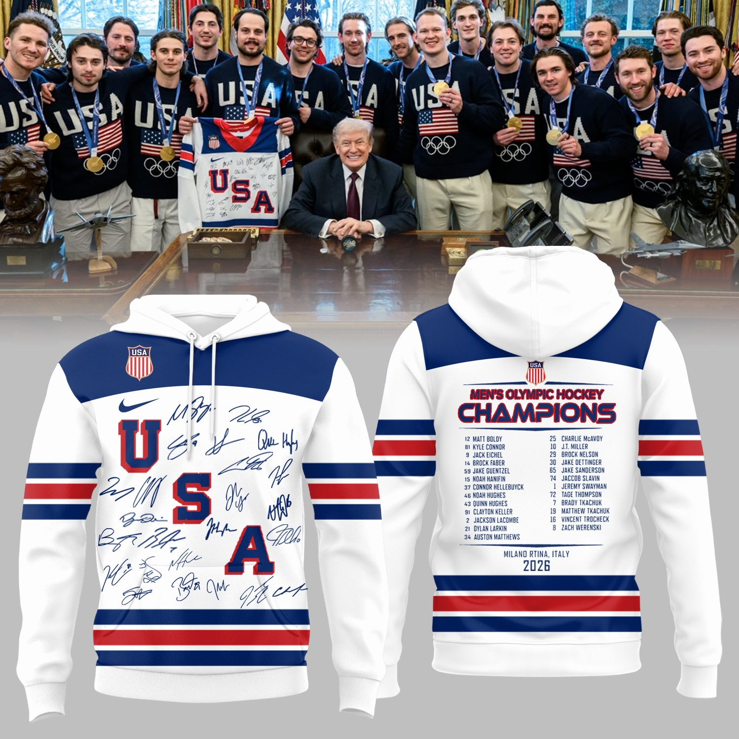 USA Men’s Ice Hockey 2026 Gold Medal Champions Hoodie USA Men’s Ice Hockey 2026 Gold Medal Champions Hoodie