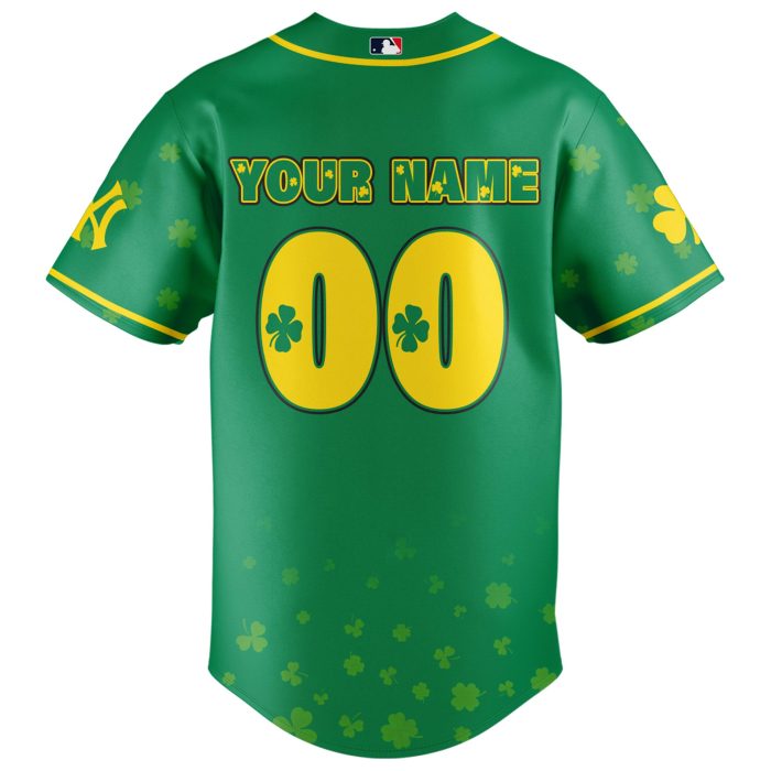 New York Yankees St. Patrick’s Day Lucky Edition Custom Baseball Jersey - Image 3