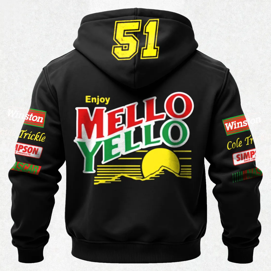 51 Mello Yello Car Cole Trickle Printed Fleece-lined Unisex Hoodie 51 Mello Yello Car Cole Trickle Printed Fleece-lined Unisex Hoodie