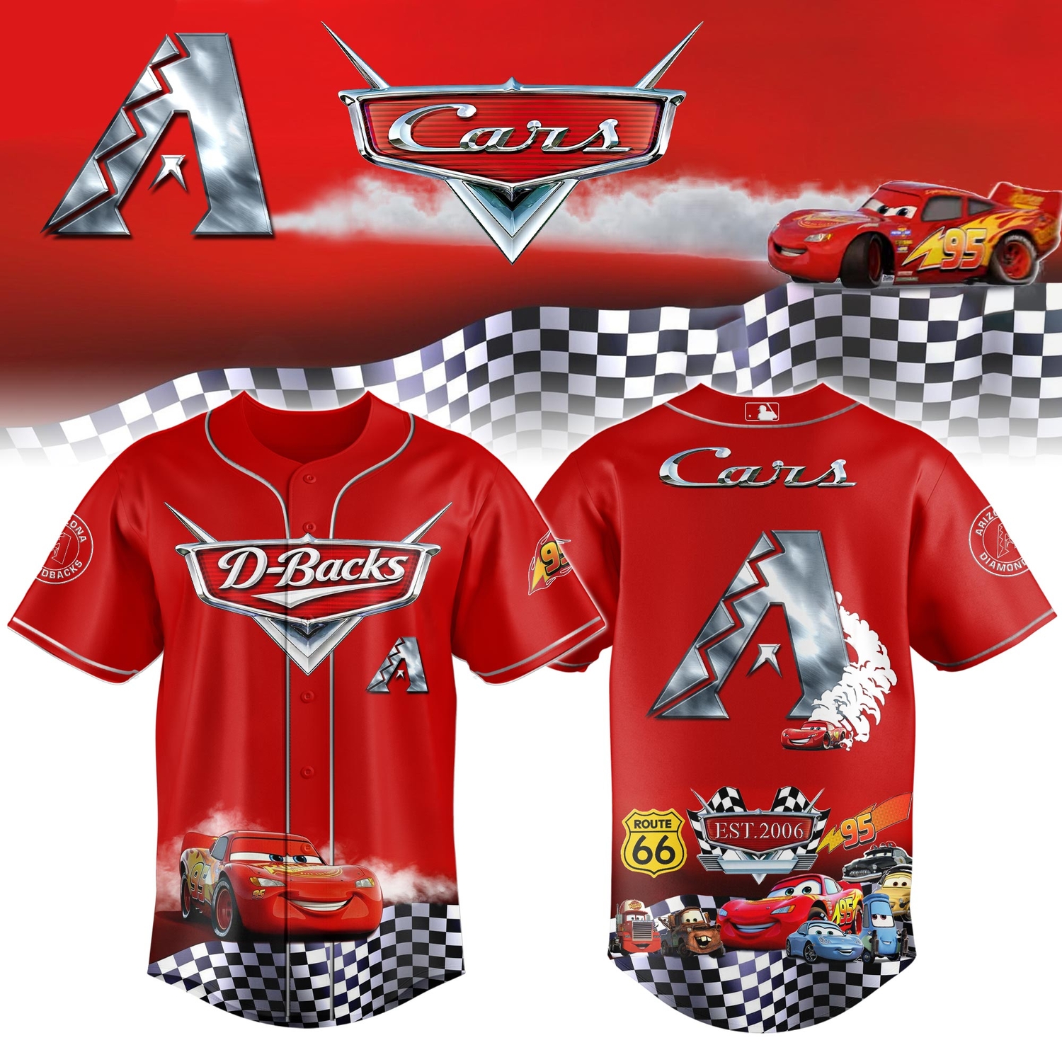 Arizona Diamondbacks Cars 20th Anniversary Inspired Limited Edition Baseball Jersey Arizona Diamondbacks Cars 20th Anniversary Inspired Limited Edition Baseball Jersey