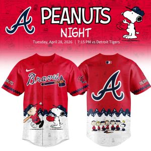 Atlanta Braves Peanuts Night 2026 Special Edition Jersey by Drovenwear.com