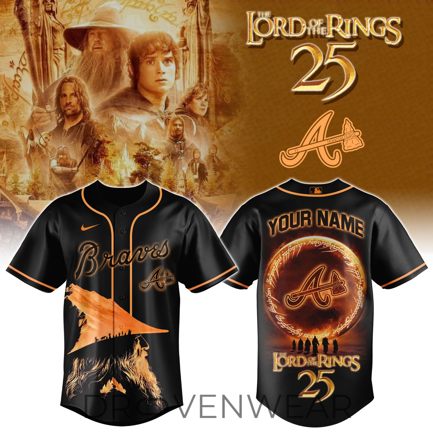 Atlanta Braves x Ring of Power 2026 Custom Name Limited Jersey Atlanta Braves x Ring of Power 2026 Custom Name Limited Jersey