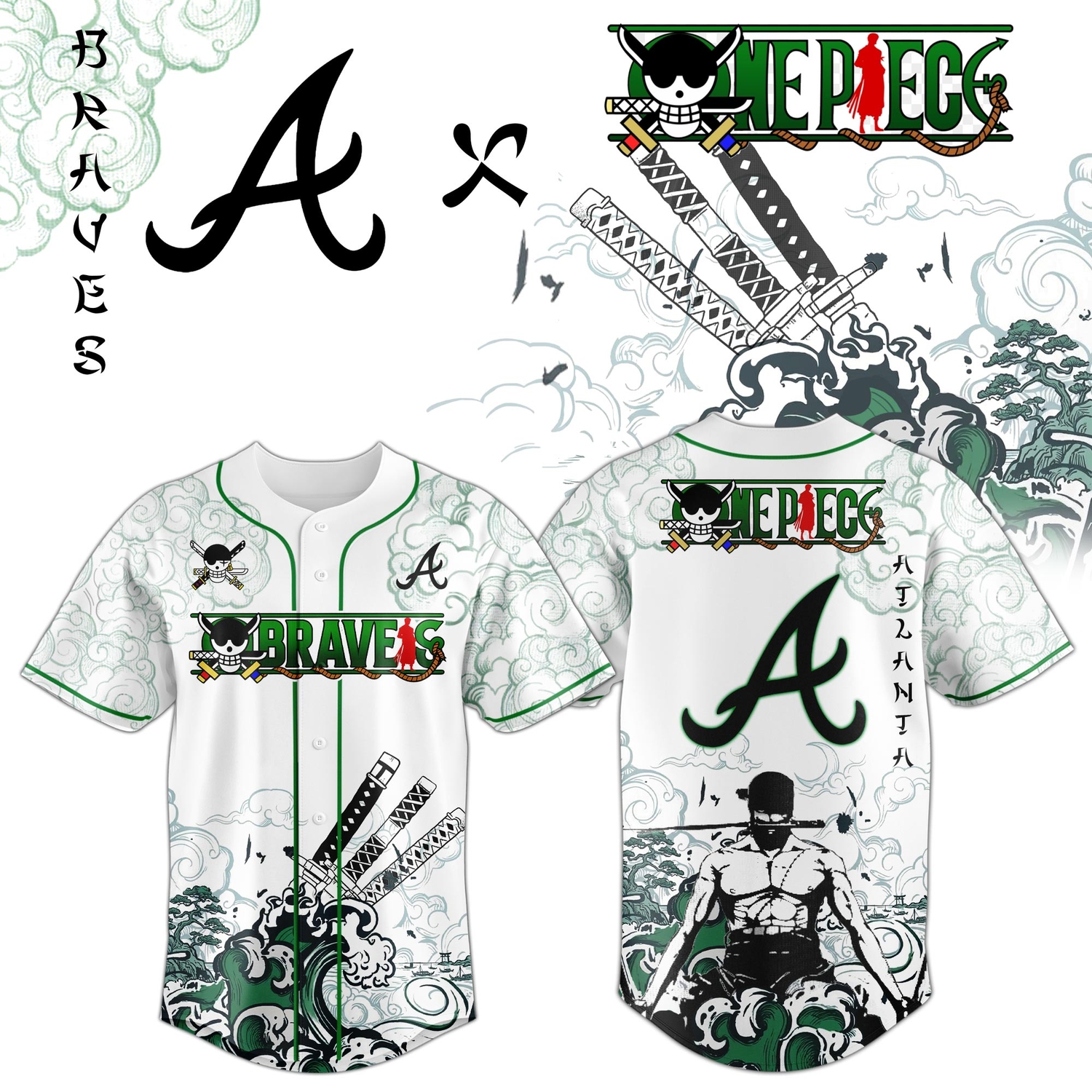 Atlanta Braves x Zoro Ronin Emerald Wave Limited Edition Jersey Atlanta Braves x Zoro Ronin Emerald Wave Limited Edition Jersey