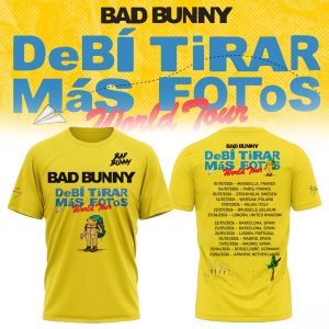 BAD BUNNY DeB TiRAR MS FoToS World Tour 2026 3D Tshirt by Drovenwear.com