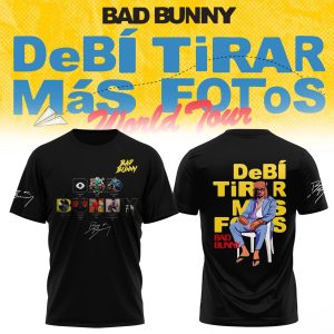 BAD BUNNY DeB TiRAR MS FoToS World Tour 2026 3D Tshirt Ver2 by Drovenwear.com