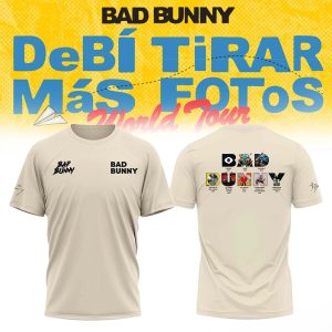 BAD BUNNY DeB TiRAR MS FoToS World Tour 2026 3D Tshirt Ver4 by Drovenwear.com