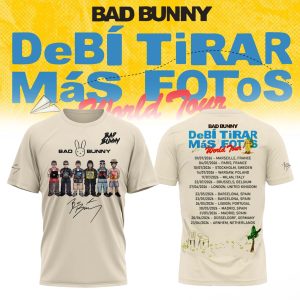 BAD BUNNY DeB TiRAR MS FoToS World Tour 2026 3D Tshirt Ver5 by Drovenwear.com