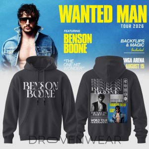 Benson Boone Wanted Man Tour 2026 Classic Black Hoodie by Drovenwear.com