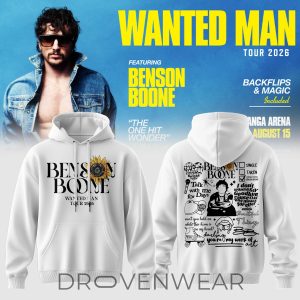Benson Boone Wanted Man Tour 2026 Premium White Hoodie by Drovenwear.com