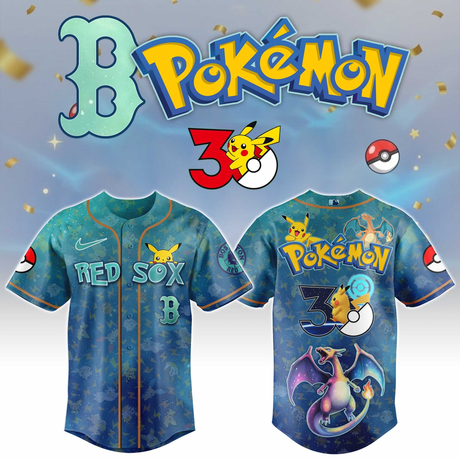 Boston Red Sox x Pokémon Day 2026 Limited Edition Baseball Jersey Boston Red Sox x Pokémon Day 2026 Limited Edition Baseball Jersey