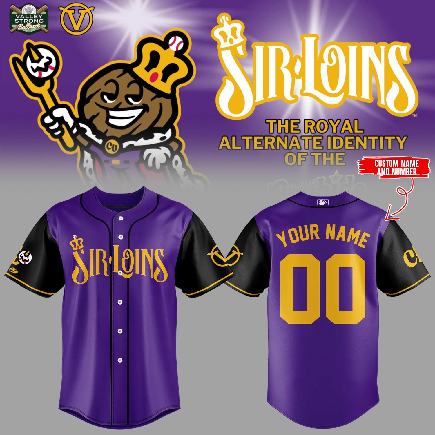 Central Valley Sir Loins Custom Name Baseball Jersey Limited Edition Central Valley Sir Loins Custom Name Baseball Jersey Limited Edition