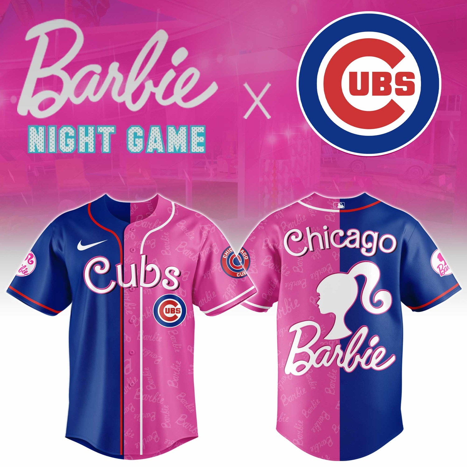 Chicago Cubs Barbie 2026 Special Edition Baseball Jersey Chicago Cubs Barbie 2026 Special Edition Baseball Jersey