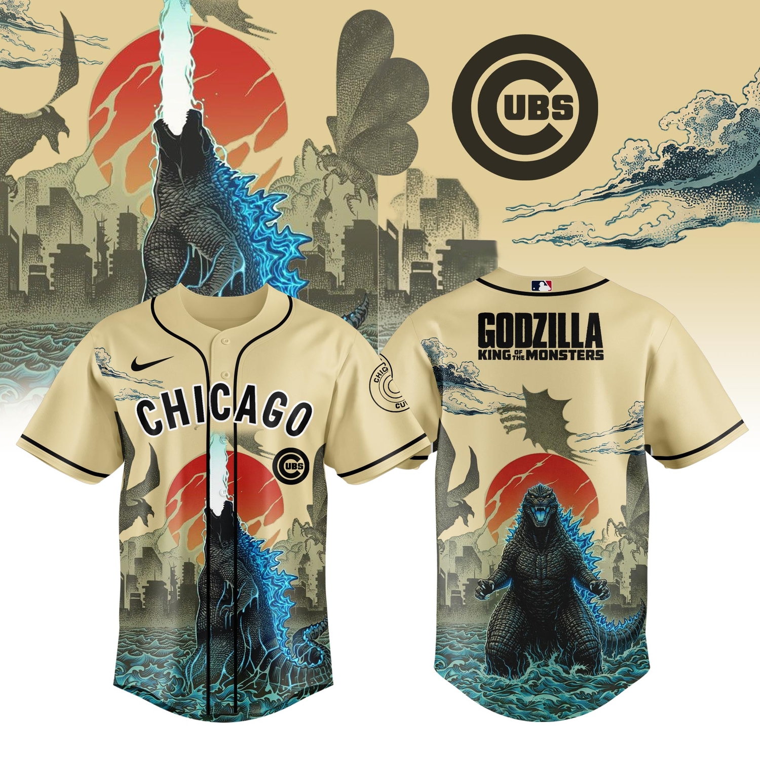 Chicago Cubs Godzilla King Of The Monsters Special Edition Baseball Jersey Chicago Cubs Godzilla King Of The Monsters Special Edition Baseball Jersey