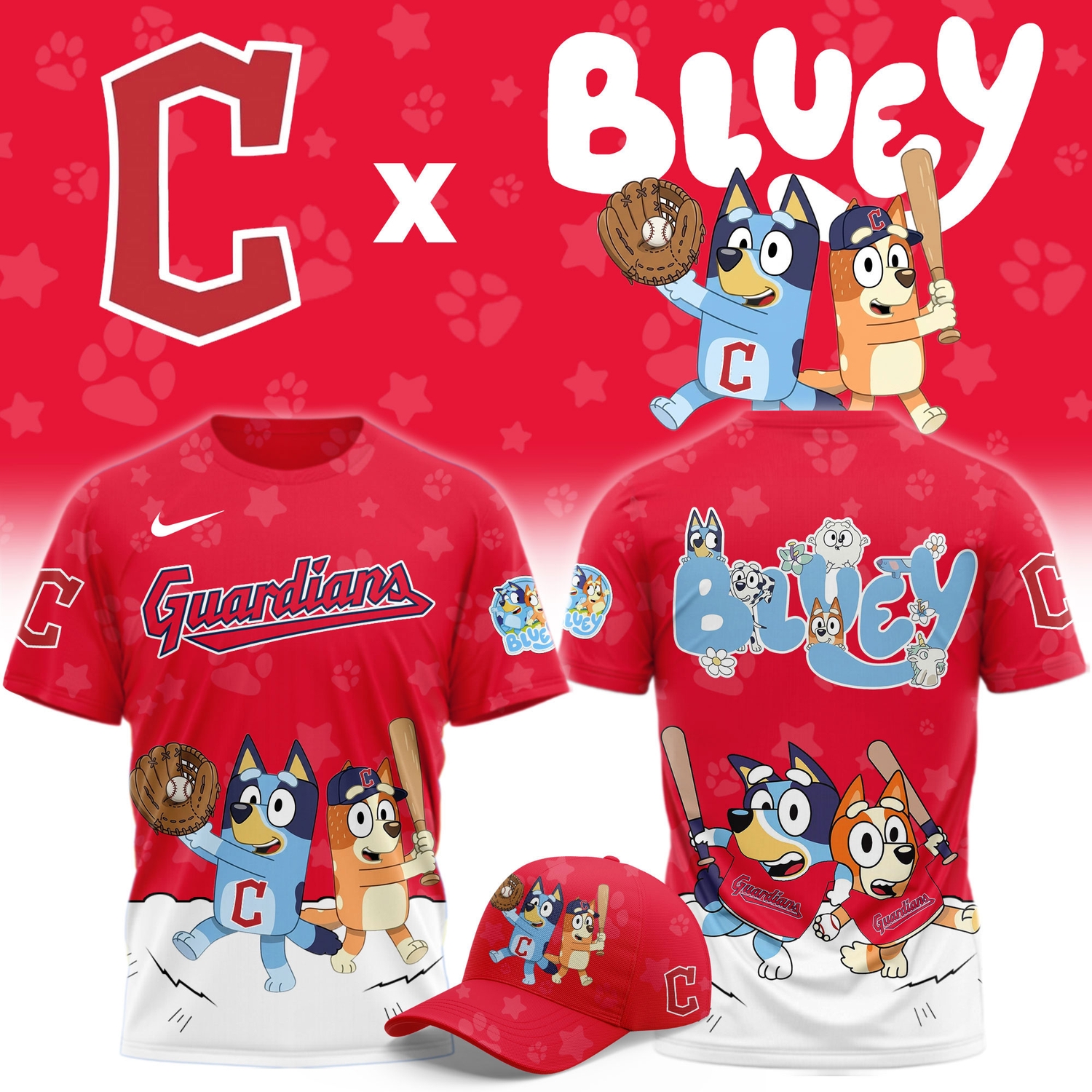 Cleveland Guardians Bluey Night Game Graphic T-Shirt Cleveland Guardians Bluey Night Game Graphic T-Shirt