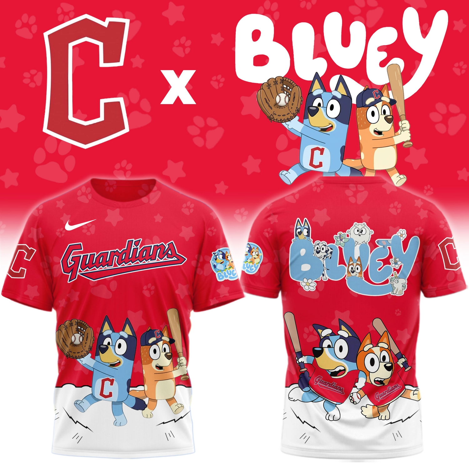 Cleveland Guardians Bluey Night Game Graphic T-Shirt Cleveland Guardians Bluey Night Game Graphic T-Shirt