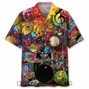 Colorful Drum Pattern Tropical Hawaiian Shirt