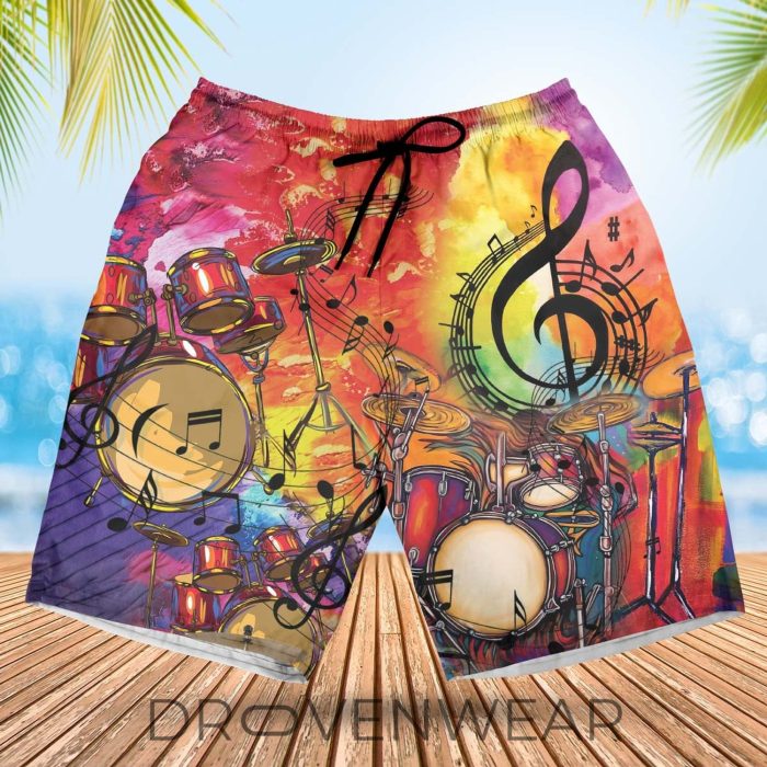Colorful Drum Pattern Tropical Hawaiian Shirt - Image 5
