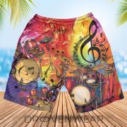 Colorful Drum Pattern Tropical Hawaiian Shirt - Image 7