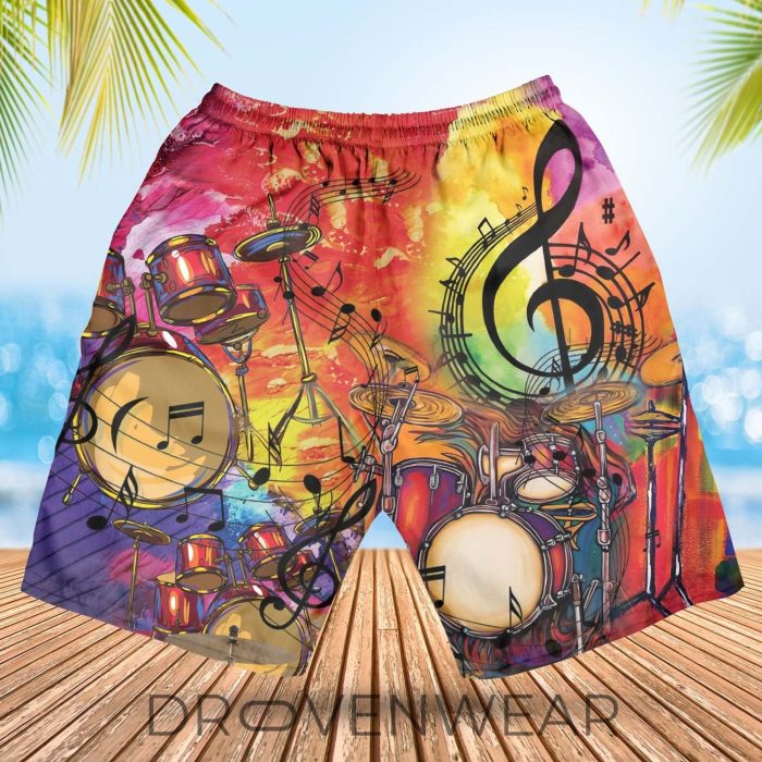 Colorful Drum Pattern Tropical Hawaiian Shirt - Image 7