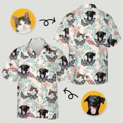 Custom Tropical Hawaiian Shirt Cats Dogs Butterflies with Personalized Photo