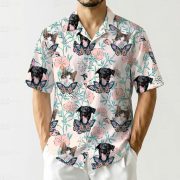 Custom Tropical Hawaiian Shirt Cats Dogs Butterflies with Personalized Photo - Image 2