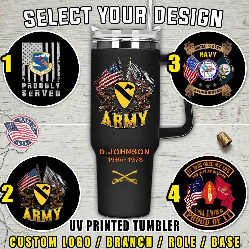 Custom US Army Veteran Printed Coffee Tumbler Handle Custom US Army Veteran Printed Coffee Tumbler Handle