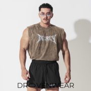 Degrey Cotton Wax Brown Tank Top with Big Logo