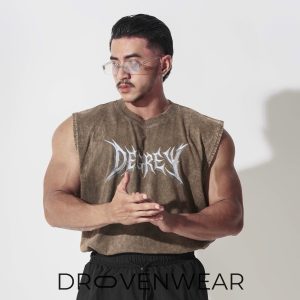 Degrey Cotton Wax Brown Tank Top with Big Logo by Drovenwear.com