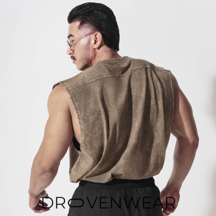 Degrey Cotton Wax Brown Tank Top with Big Logo - Image 3