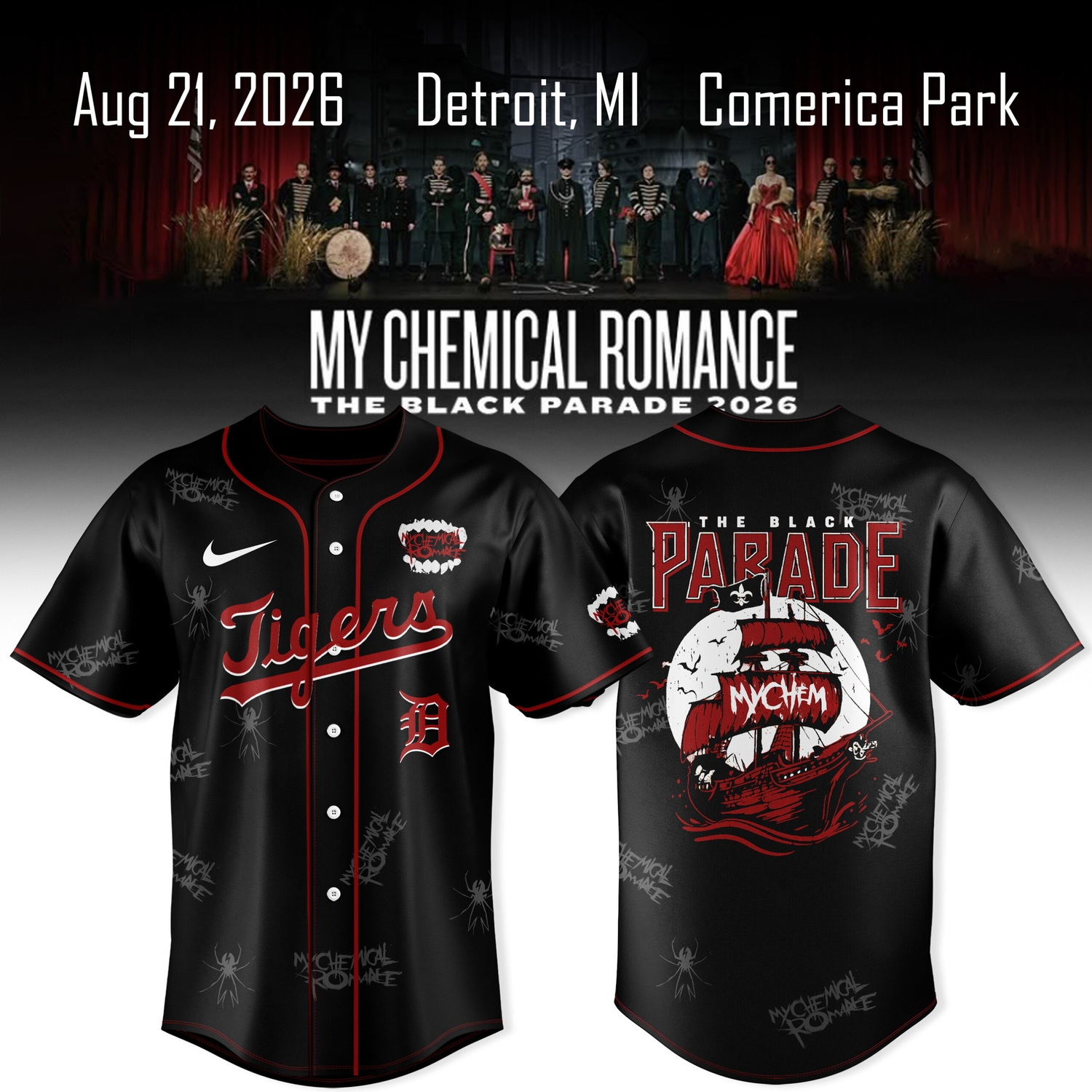 Detroit Tigers x My Chemical Romance The Black Parade 2026 Jersey Collection Detroit Tigers x My Chemical Romance The Black Parade 2026 Jersey Collection