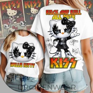 Hello Kitty x Kiss Rock And Roll All Nite Band Graphic TShirt by Drovenwear.com