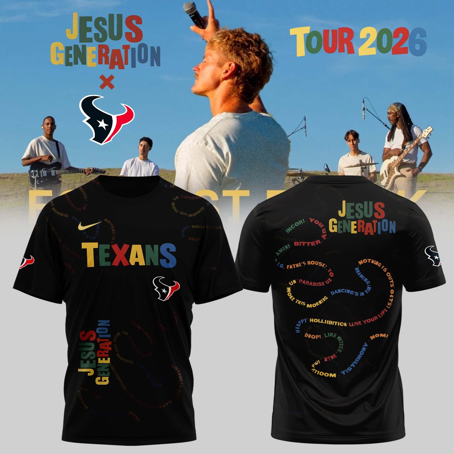 Houston Texans Jesus Generation Tour 2026 Graphic Shirt Houston Texans Jesus Generation Tour 2026 Graphic Shirt