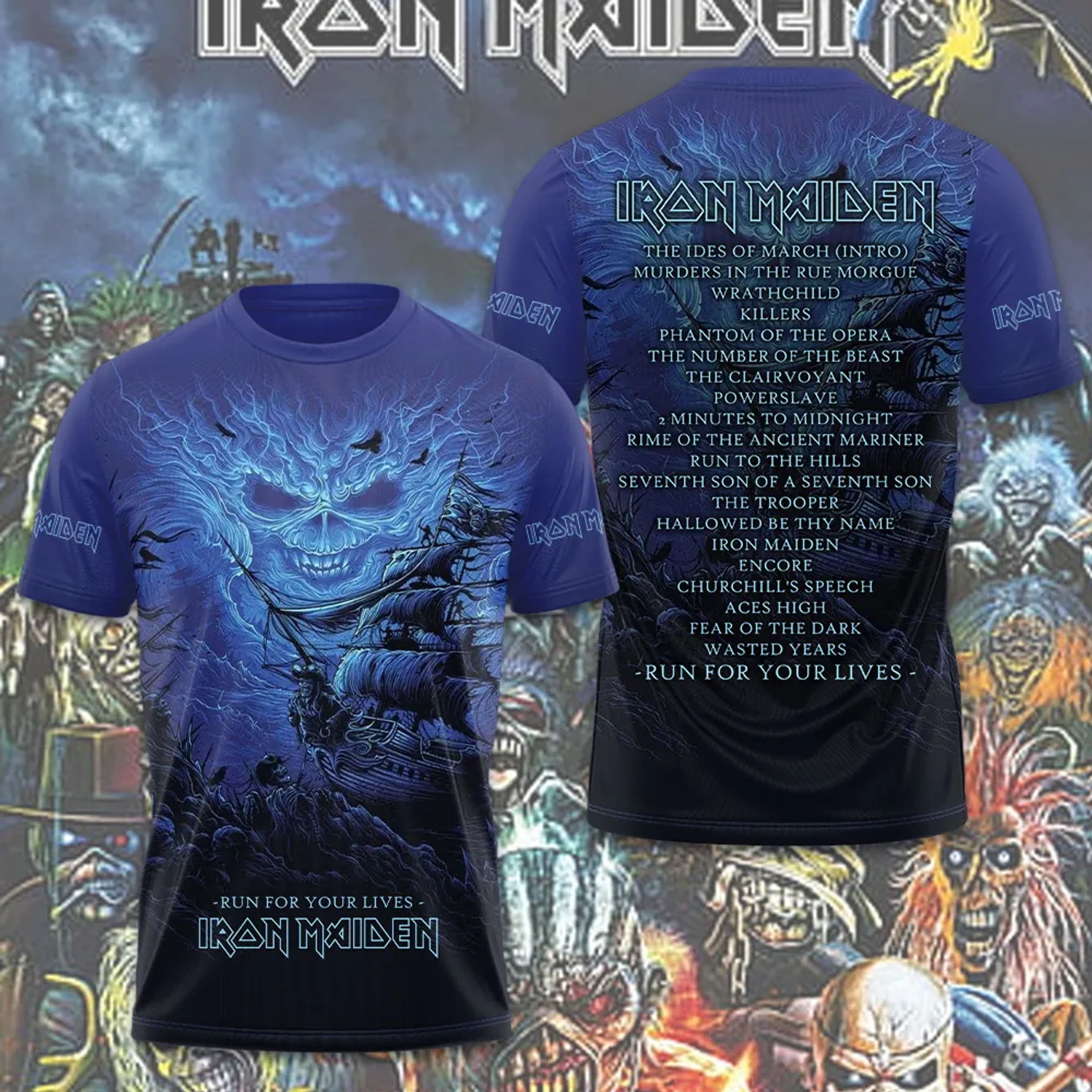 Iron Maiden Ghost Of The Navigator 2026 World Tour 3D Graphic T-Shirt Iron Maiden Ghost Of The Navigator 2026 World Tour 3D Graphic T-Shirt