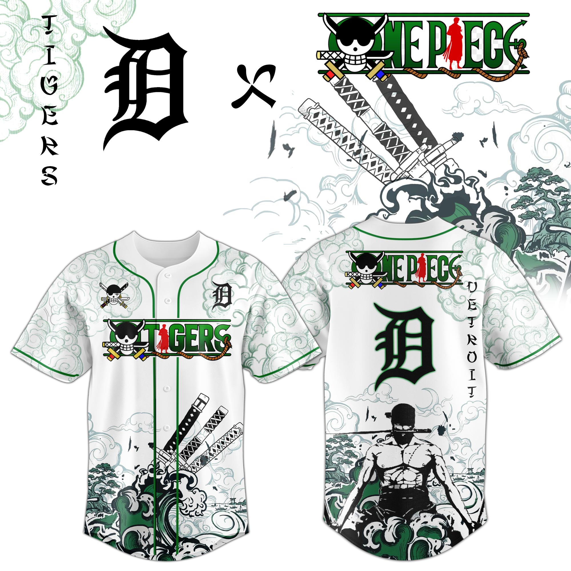 Detroit Tigers x Zoro Ronin Emerald Wave Limited Edition Jersey Detroit Tigers x Zoro Ronin Emerald Wave Limited Edition Jersey